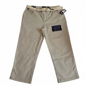 Bandolino Cream Stretch Capri Belt Pants New With Tags Size 10